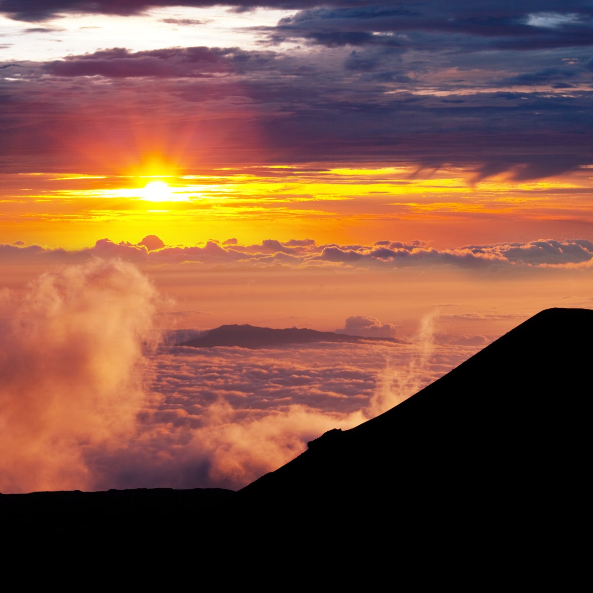 clouds in front of a sunset