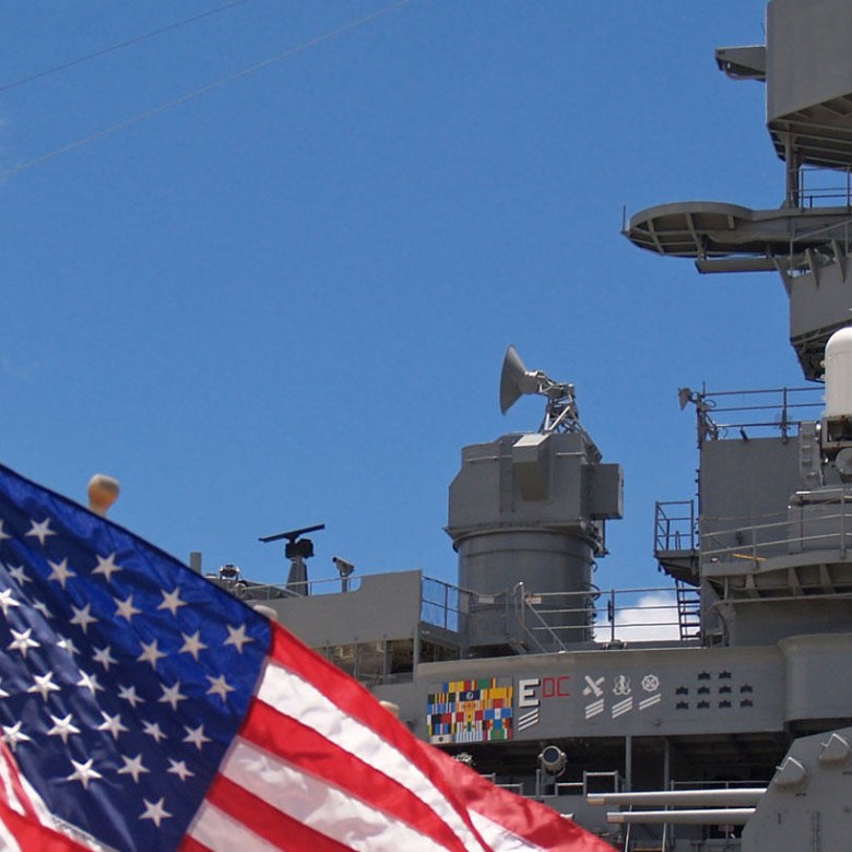 a large ship in the background